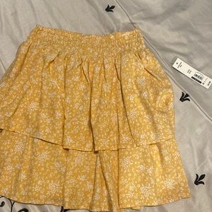 Small Yellow Floral High Rise Skirt